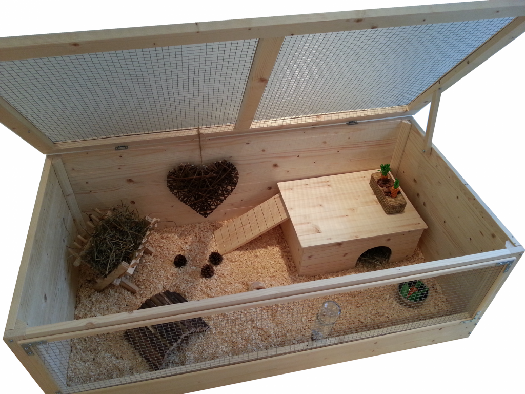 Large Indoor Wooden Guinea Pig Cage with Roof 120 x 60cm