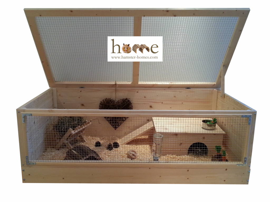 Large Guinea Pig House with Ladder and Platform Roof